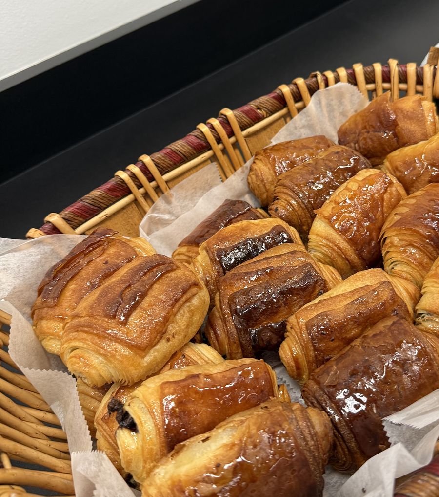 Basket of fresh-baked croissants