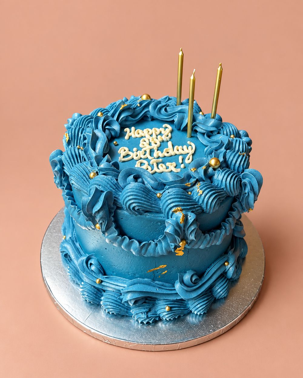 Blue vintage piped cake