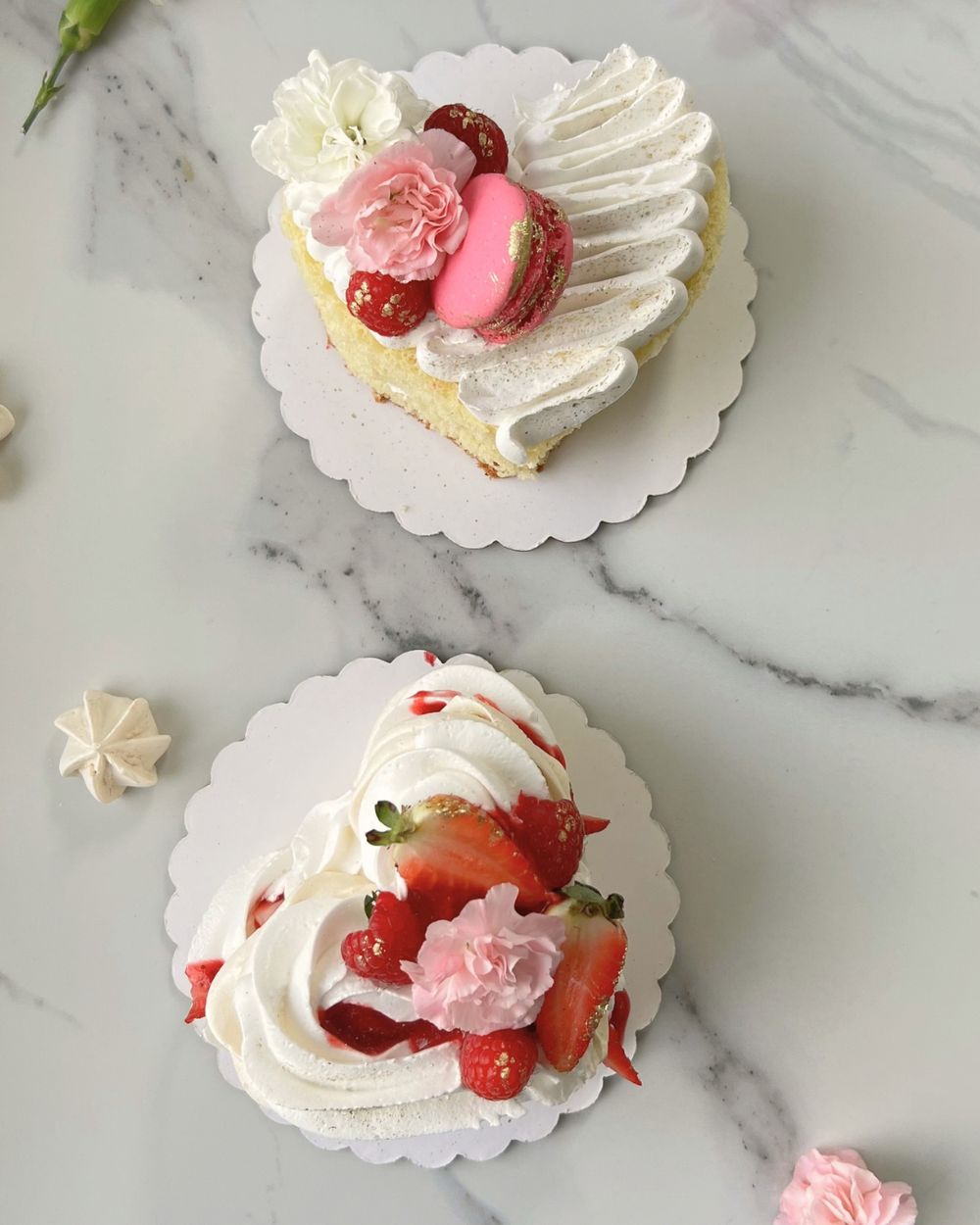 Heart cake and heart pavlova