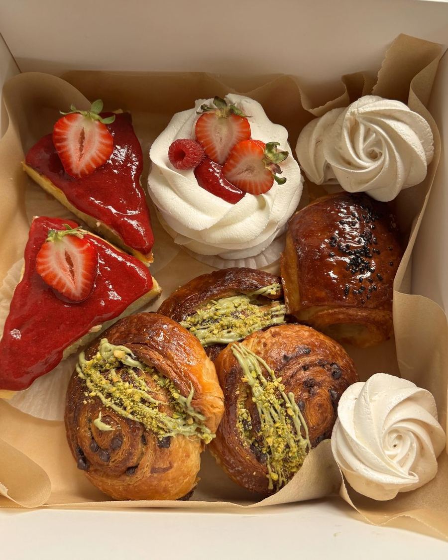 Mixed box of croissants and pastries