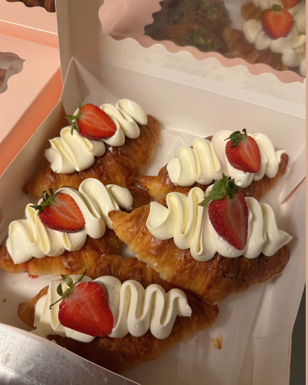 Box of strawberry croissants